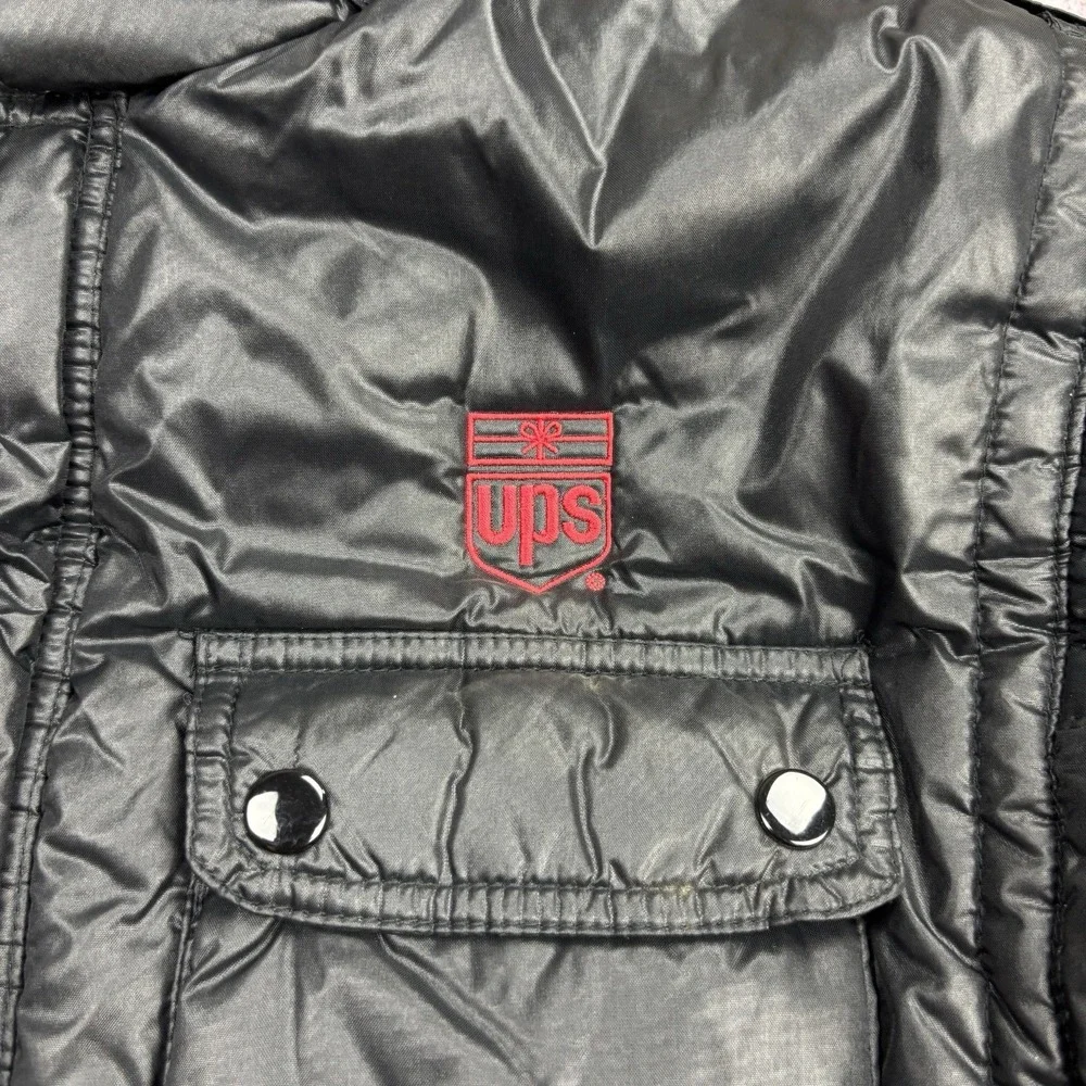 Vintage United Parcel Service UPS Jacket Men's XL Black Puffer Quilted Bomber